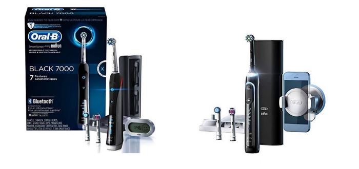 black Oral B Pro 7000 and black Oral B Genius 8000