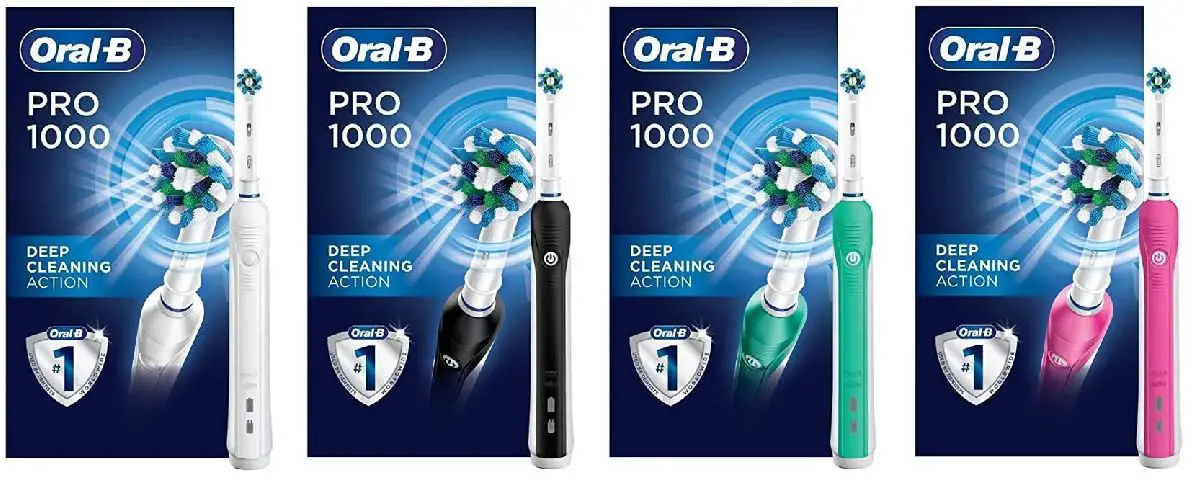 Oral B Pro 1000 White, Black, Green, and Pink