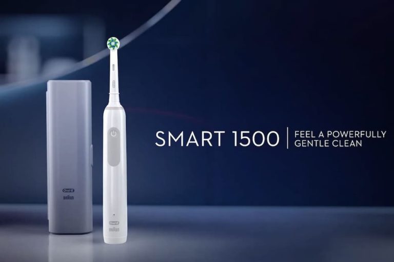 white oral-b smart 1500 electric toothbrush