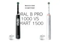 black oral-b pro 1000 and white oral b smart 1500 electric toothbrush
